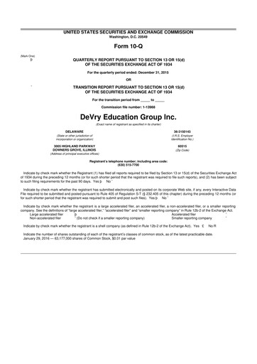 Thumbnail Adtalem Global Education
 10-Q Quarterly Report FY2016 