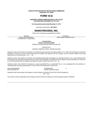 Thumbnail NanoViricides 10-Q Quarterly Report FY2016 