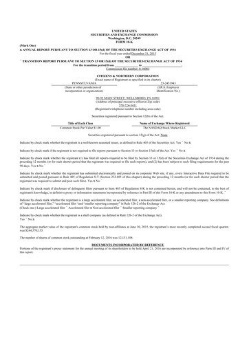 Thumbnail Citizens & Northern Corp 10-K Annual Report 2015