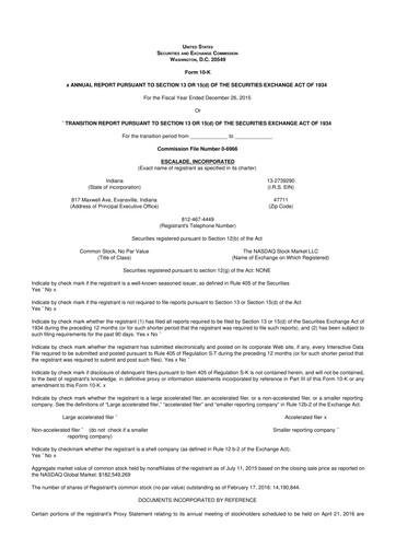 Thumbnail Escalade Sports 10-K Annual Report 2015