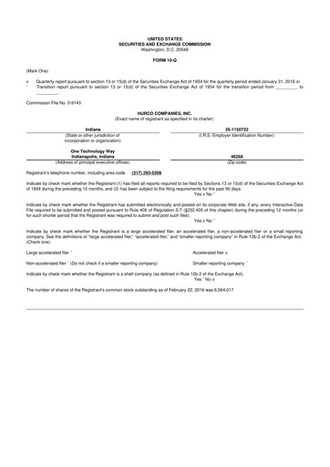 Thumbnail Hurco Companies 10-Q Quarterly Report FY2016 