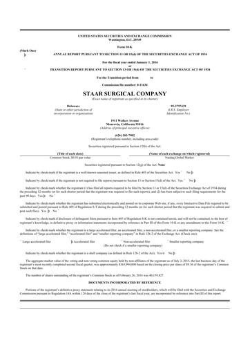 Thumbnail STAAR Surgical 10-K Annual Report 2015