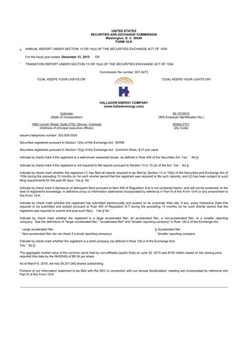 Thumbnail Hallador Energy Company
 10-K Annual Report 2015