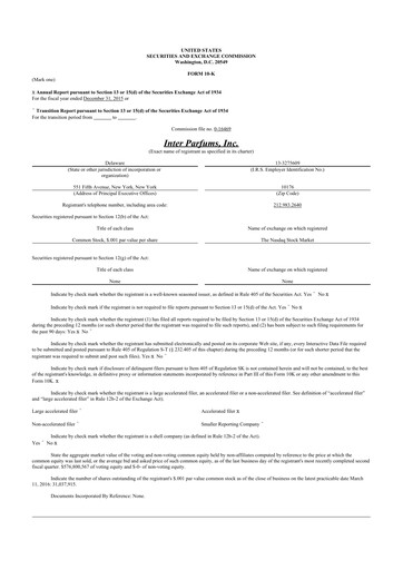 Thumbnail Interparfums 10-K Annual Report 2015