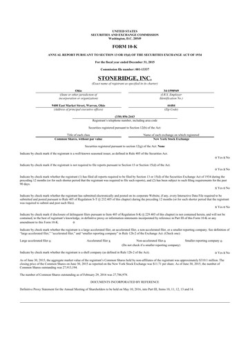 Thumbnail Stoneridge 10-K Annual Report 2015