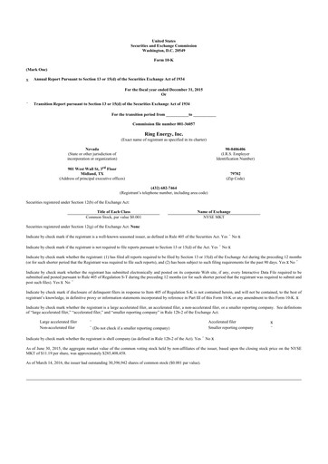 Thumbnail Ring Energy
 10-K Annual Report 2015