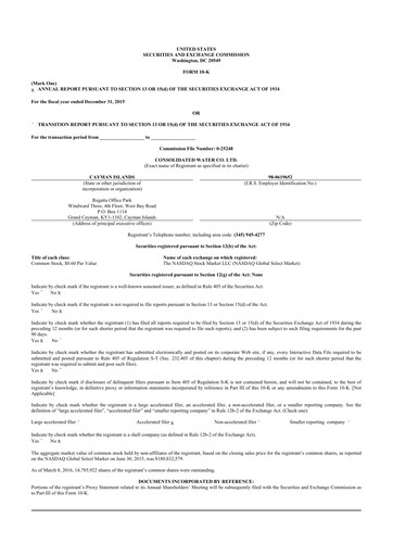 Thumbnail Consolidated Water 10-K Annual Report 2015