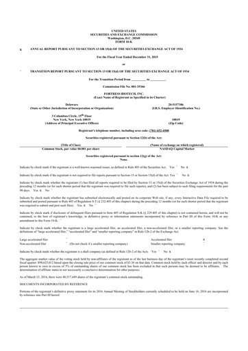Vorschaubild Fortress Biotech
 10-K Jahresbericht 2015