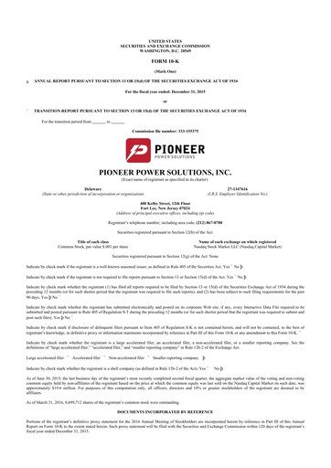 Thumbnail Pioneer Power Solutions 10-K Annual Report 2015