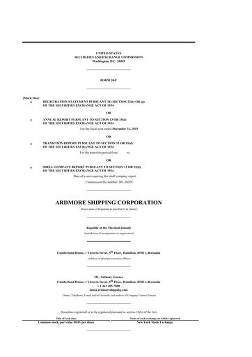 Thumbnail Ardmore Shipping
 20-F Annual Report 2015