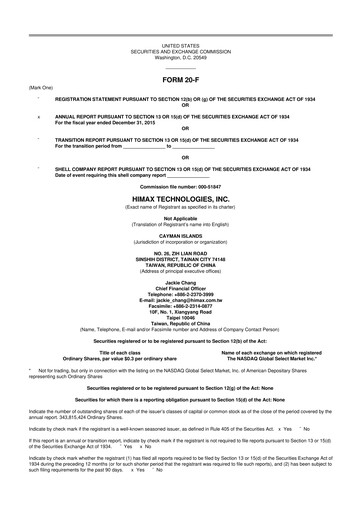 Thumbnail Himax Technologies 20-F Annual Report 2015