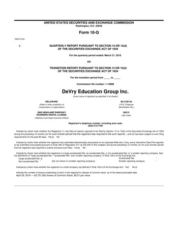 Thumbnail Adtalem Global Education
 10-Q Quarterly Report FY2016 