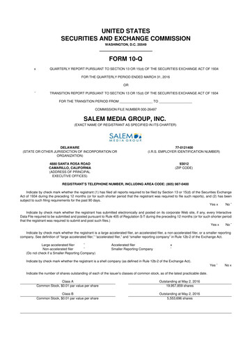 Thumbnail Salem Media Group
 10-Q Quarterly Report FY2016 
