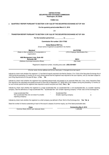 Vorschaubild Global Medical REIT
 10-Q Quartalsbericht 2016 