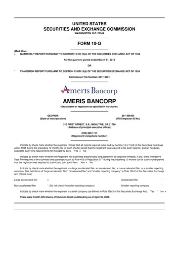 Thumbnail Ameris Bancorp
 10-Q Quarterly Report FY2016 