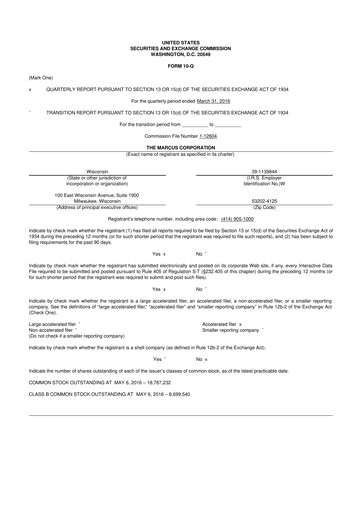 Thumbnail Marcus Corporation
 10-Q Quarterly Report FY2016 