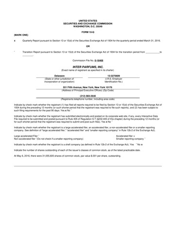 Thumbnail Interparfums 10-Q Quarterly Report FY2016 