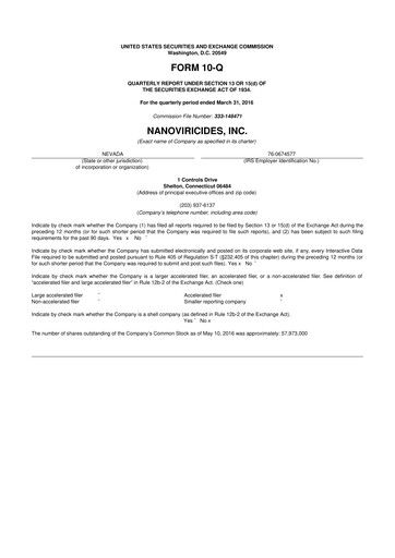 Thumbnail NanoViricides 10-Q Quarterly Report FY2016 