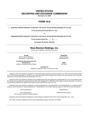 Thumbnail Ekso Bionics
 10-Q Quarterly Report FY2016 