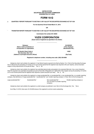 Thumbnail Vuzix
 10-Q Quarterly Report FY2016 