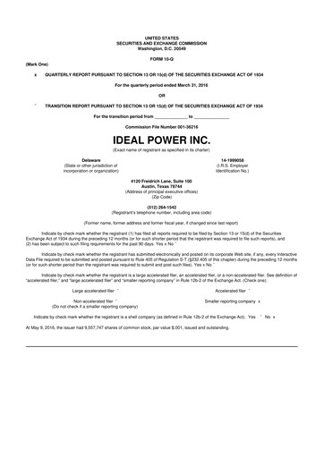 Thumbnail Ideal Power 10-Q Quarterly Report FY 