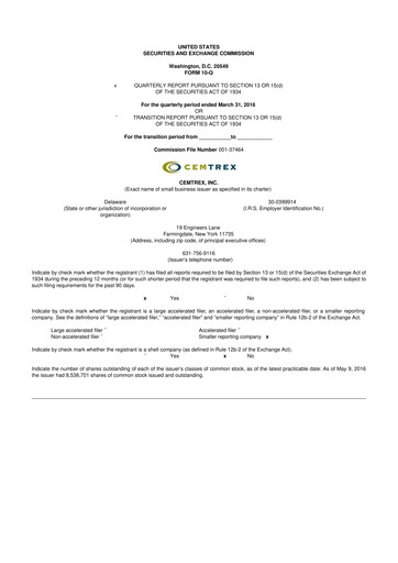 Thumbnail Cemtrex 10-Q Quarterly Report FY2016 