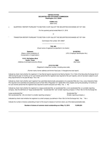 Miniature TSS, Inc. 10-Q Rapport trimestriel 2016 