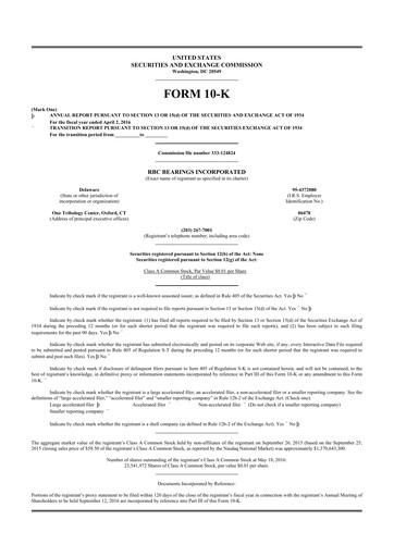 Thumbnail RBC Bearings 10-K Annual Report 2016