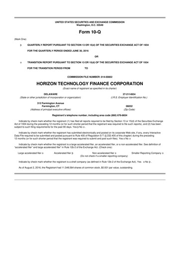 Vorschaubild Horizon Technology Finance 10-Q Quartalsbericht  