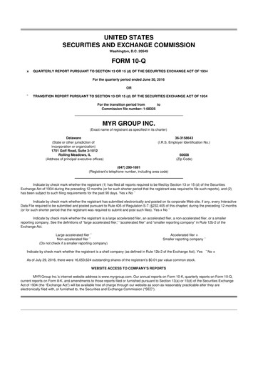 Thumbnail MYR Group 10-Q Quarterly Report FY2016 
