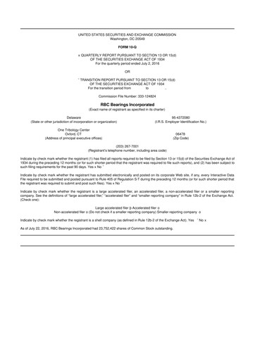Thumbnail RBC Bearings 10-Q Quarterly Report FY2017 