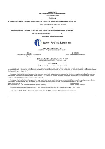 Vorschaubild Beacon Roofing Supply 10-Q Quartalsbericht 2016 