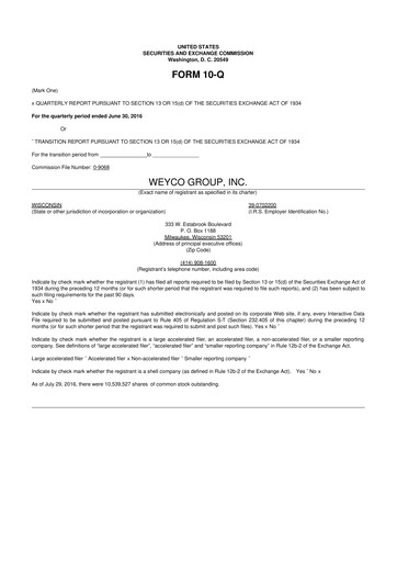 Thumbnail Weyco Group 10-Q Quarterly Report FY2016 