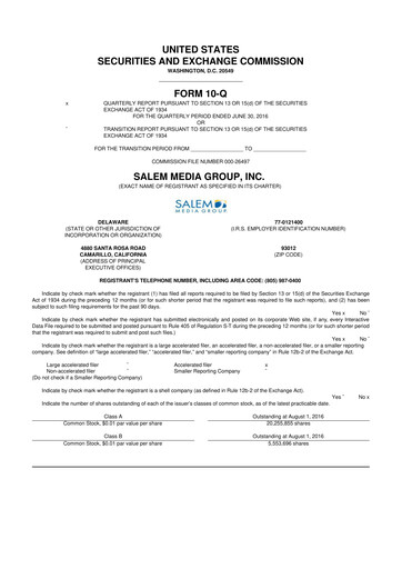 Thumbnail Salem Media Group
 10-Q Quarterly Report FY2016 
