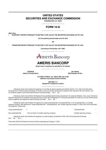 Thumbnail Ameris Bancorp
 10-Q Quarterly Report FY2016 