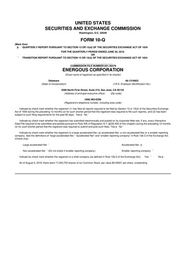 Vorschaubild Energous 10-Q Quartalsbericht 2016 