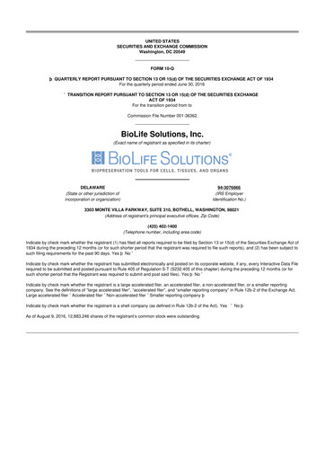 Thumbnail Biolife Solutions
 10-Q Quarterly Report FY2016 