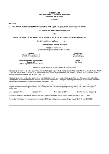 Thumbnail Atossa Therapeutics 10-Q Quarterly Report FY2016 