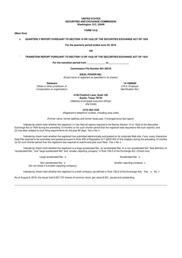 Thumbnail Ideal Power 10-Q Quarterly Report FY 
