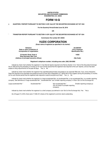 Thumbnail Vuzix
 10-Q Quarterly Report FY2016 