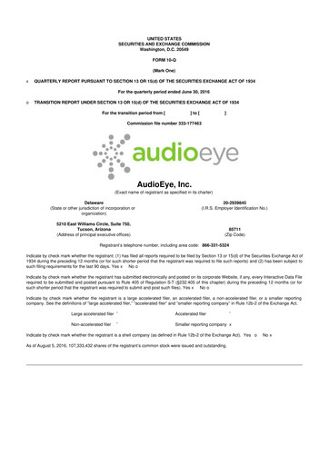 Thumbnail AudioEye 10-Q Quarterly Report FY2016 