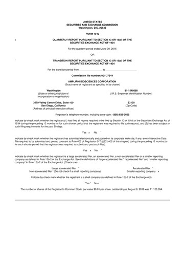 Miniature Armata Pharmaceuticals 10-Q Rapport trimestriel 2016 