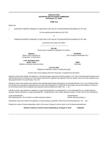 Miniature TSS, Inc. 10-Q Rapport trimestriel 2016 