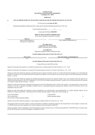 Vorschaubild Propanc Biopharma 10-K Jahresbericht 2016
