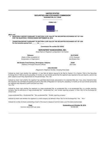 Vorschaubild ServisFirst Bancshares 10-Q Quartalsbericht 2016 
