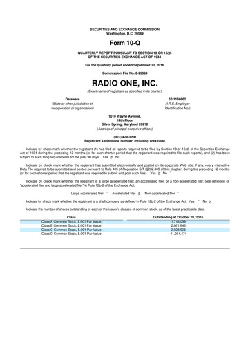 Thumbnail Urban One
 10-Q Quarterly Report FY2016 