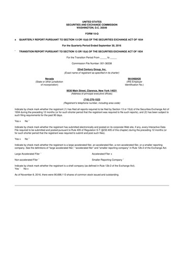 Thumbnail 22nd Century Group
 10-Q Quarterly Report FY2016 