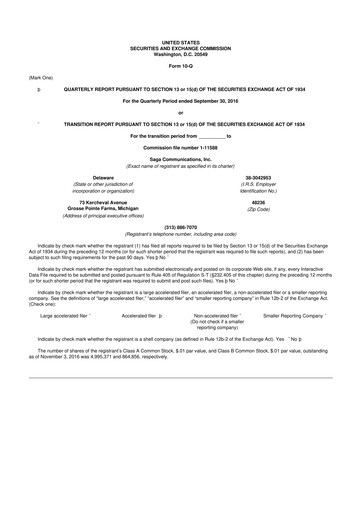 Thumbnail Saga Communications 10-Q Quarterly Report FY2016 