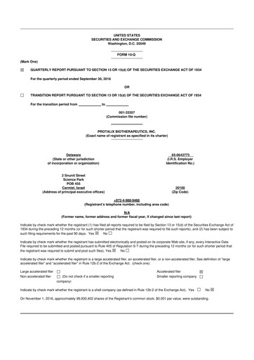 Thumbnail Protalix BioTherapeutics
 10-Q Quarterly Report FY2016 