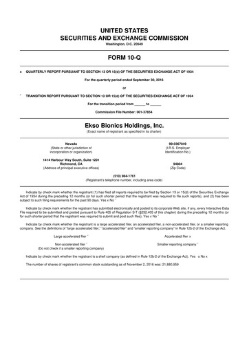 Thumbnail Ekso Bionics
 10-Q Quarterly Report FY2016 